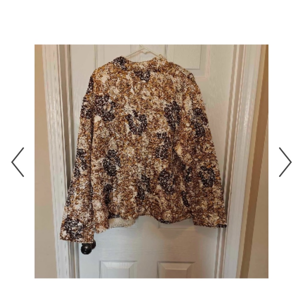 Ruby Rd. Brown and White Patterned Puffer‎ Jacket - Picture 3 of 4
